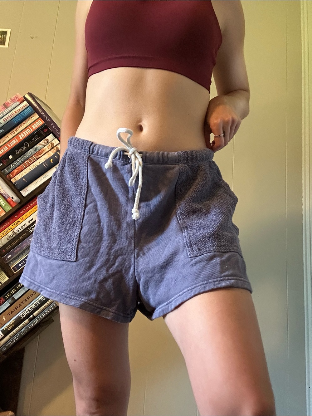 aerie Blue Terry Drawstring Athletic Shorts